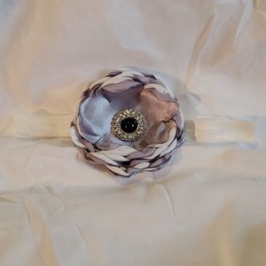 NEW Silver and White Flower Headband